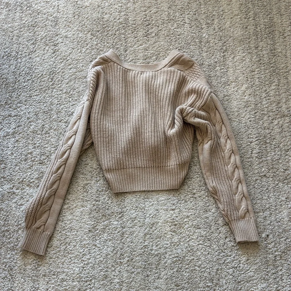 NWT Papaya Beige Cable Knit Cardigan - Picture 3 of 3